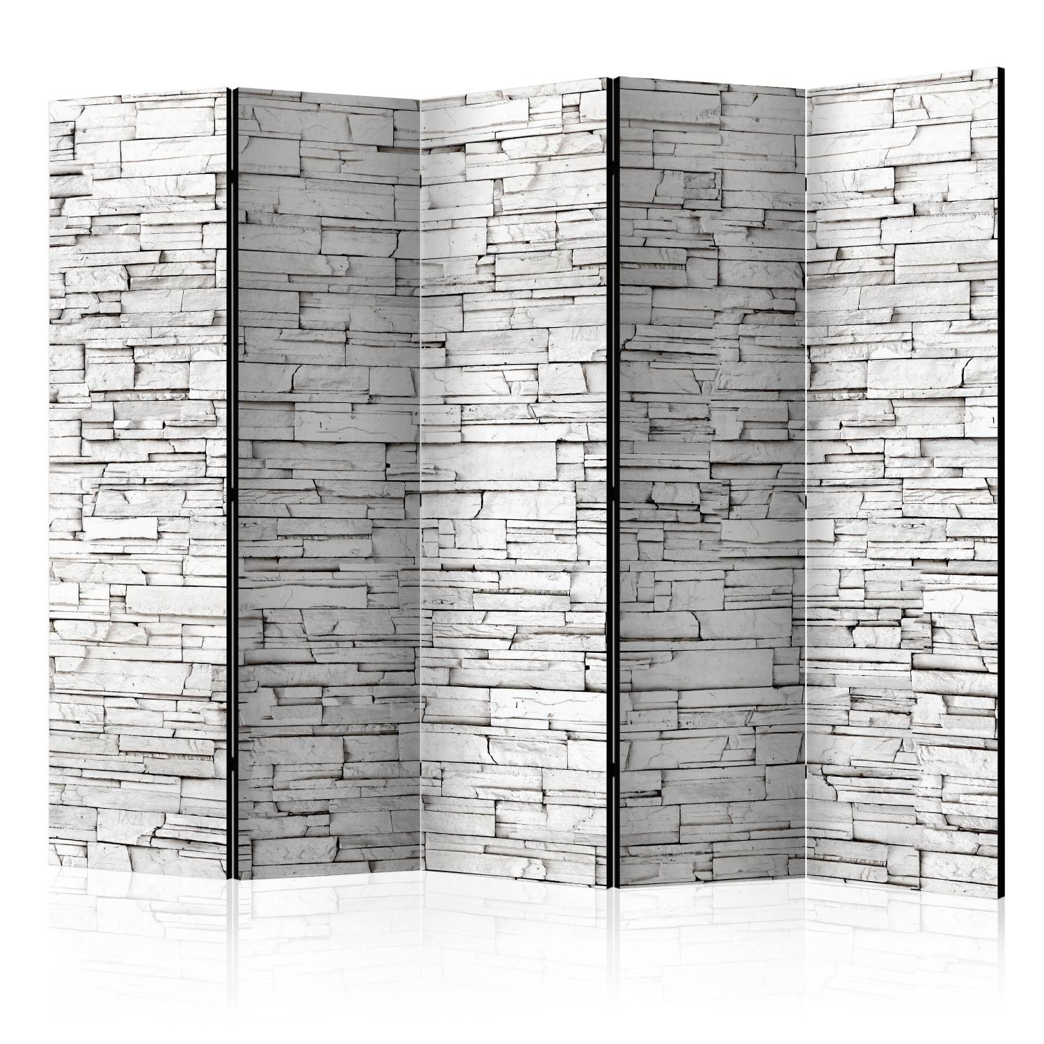 Biombo decorativo White Spell II - lujosa textura arquitectónica de ladrillo blanco