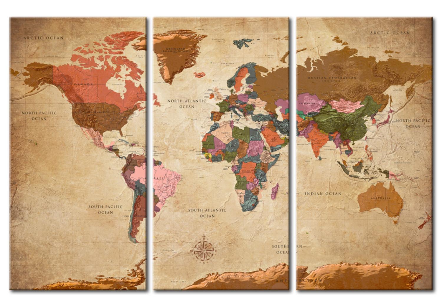 Tablero decorativo en corcho Maps: Brown Elegance [Cork Map]