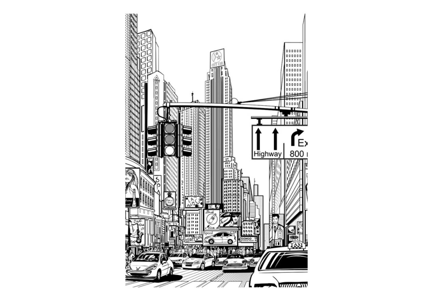 Fotomural a medida Nueva York EE. UU. - Contorno negro de arquitectura de la ciudad