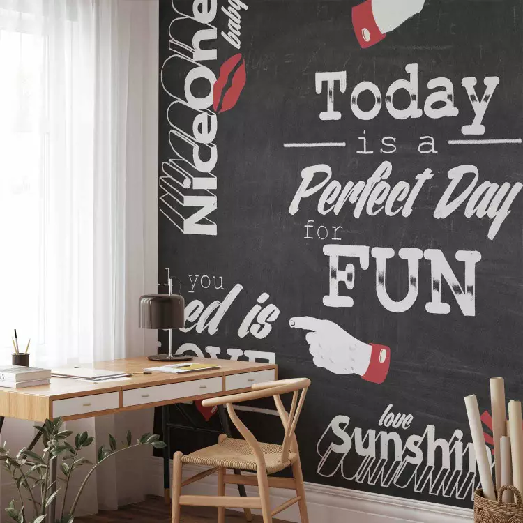 Fotomural decorativo Día Perfecto - texto en inglés en fondo gris