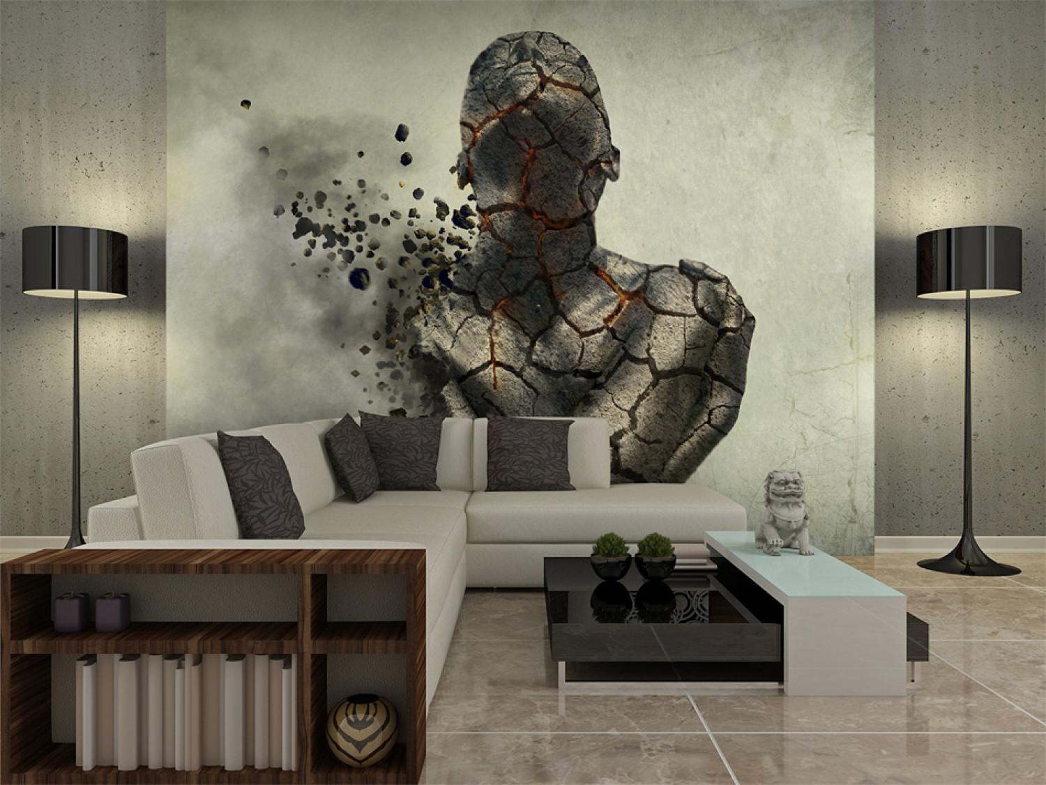 Fotomural decorativo Seres Humanos - figura aplastada en piedra en fondo claro