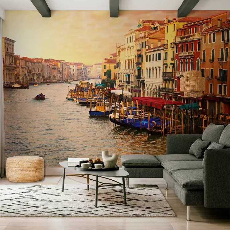 Fotomural a medida Arquitectura de Venecia - edificios coloridos con góndolas en río