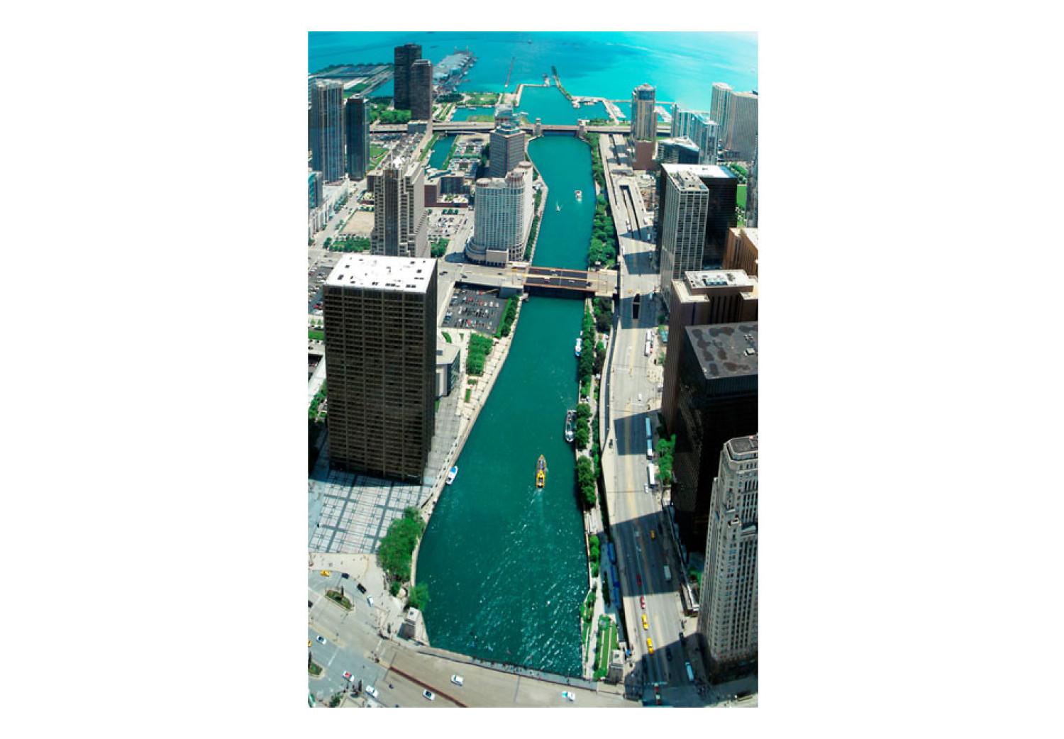 Fotomural a medida Arquitectura Urbana de Chicago - vista aérea con bahía turquesa
