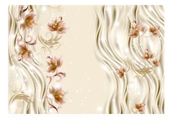 Fotomural a medida Polvo mágico - motivo floral con ornamentos en fondo dorado