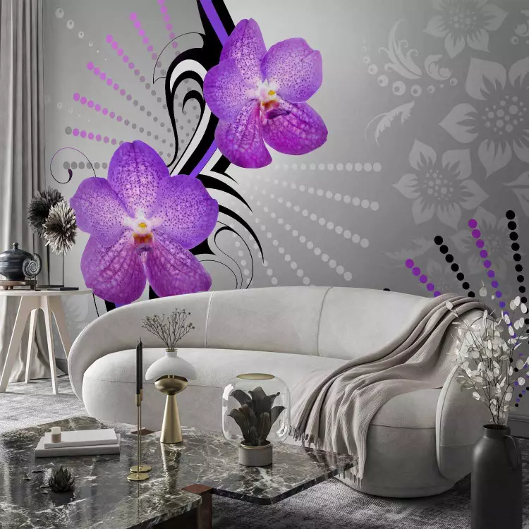 Fotomural a medida Orquídeas violetas - abstracto con flores y diseños