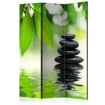 Biombo barato Tranquilidad - piedras oscuras zen fondo hojas bambú