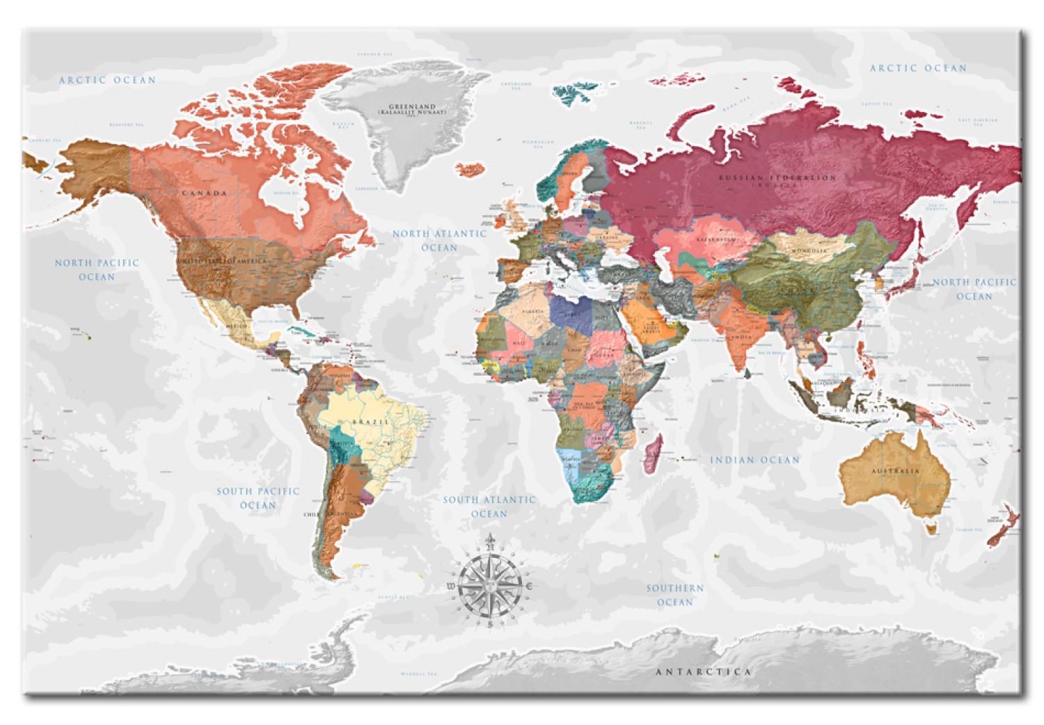 Tablero decorativo en corcho Travel Around the World [Cork Map]