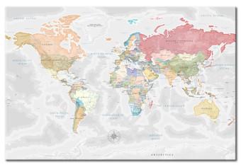 Cuadro decorativo Mapa del mundo: Viaje de ensueño - mapa político colorido