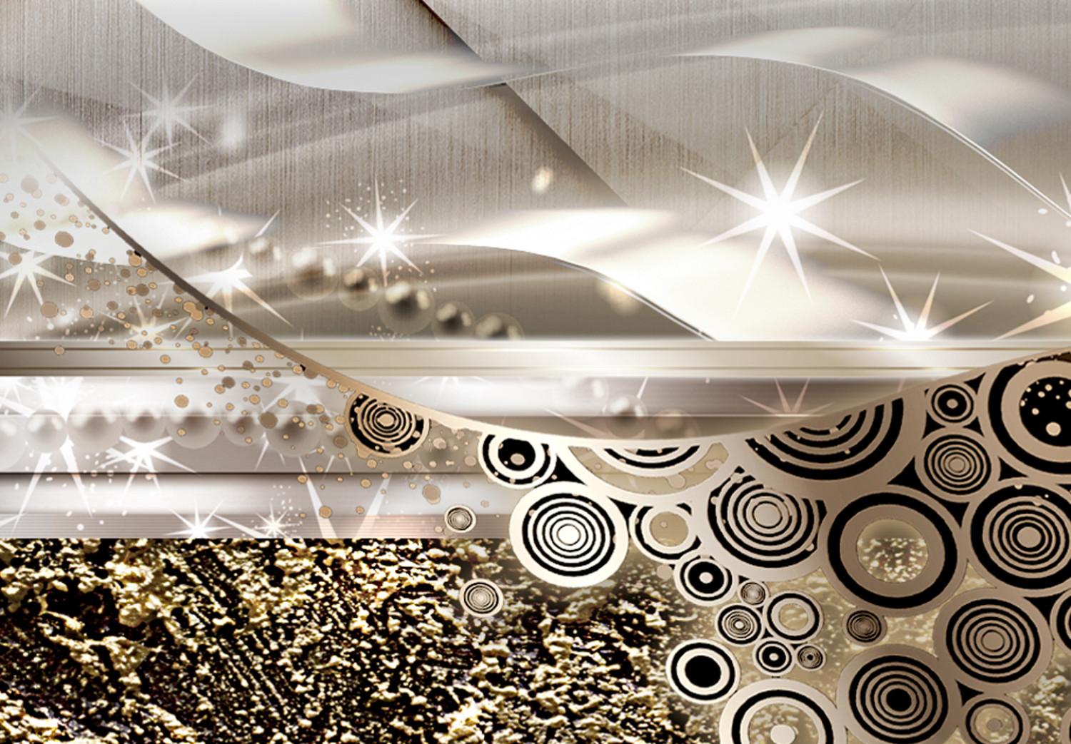 Cuadro decorativo Límite dorado - abstracción metálica ornamentada