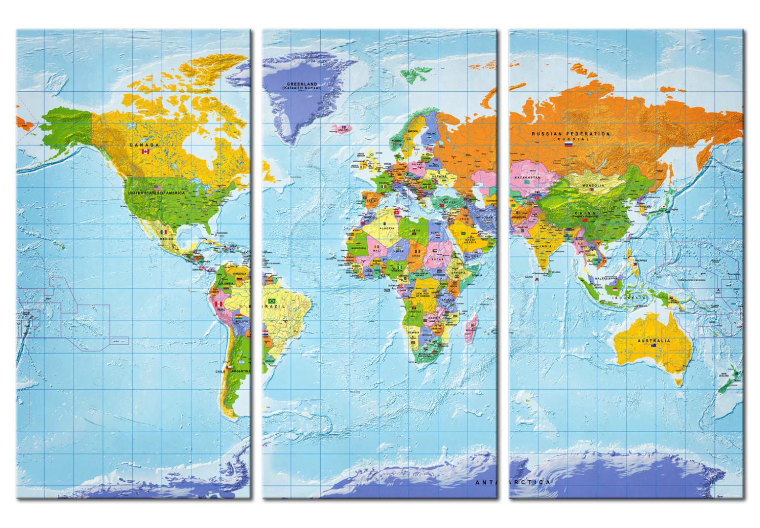 Tablero decorativo en corcho World Map: Countries Flags II [Cork Map]