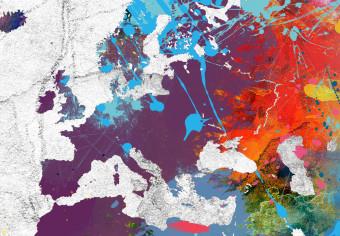 Cuadro moderno Mapas: Estilo gris - continentes artísticos en mapa de cemento