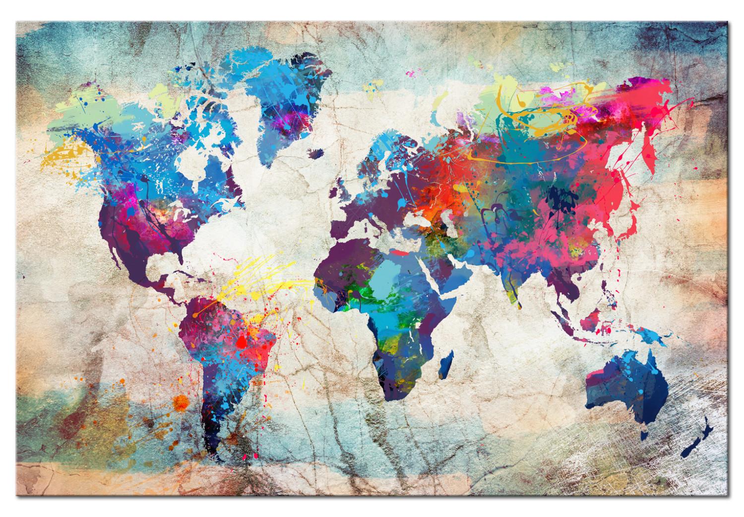 Tablero decorativo en corcho World Map: Colourful Madness [Cork Map]