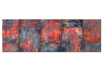 Cuadro Mosaico metálico: rojo - abstracción urbana de texturas metálicas