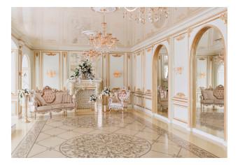 Fotomural Interior lujoso - salón barroco blanco con adornos