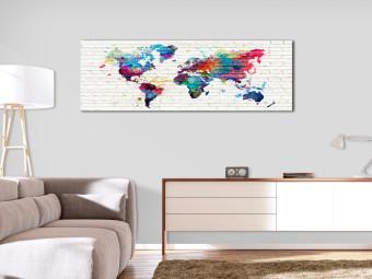 Cuadro decorativo Mapas: Murallas del mundo - mapa del mundo con continentes coloridos