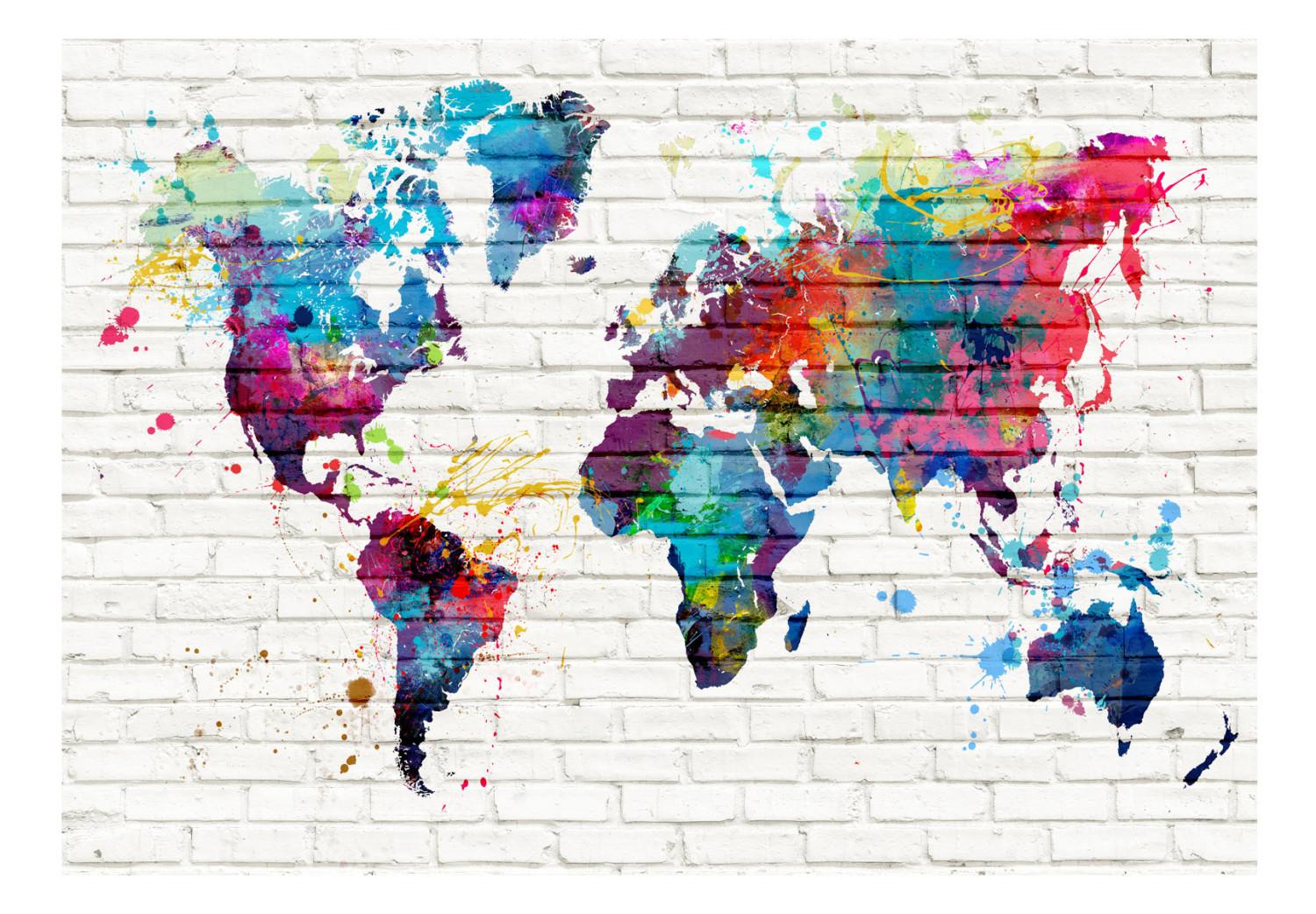 Fotomural decorativo Viajes coloridos - mapa del mundo en acuarela