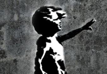 Cuadro decorativo Banksy: Chica con globo - grafiti urbano con corazón y escaleras