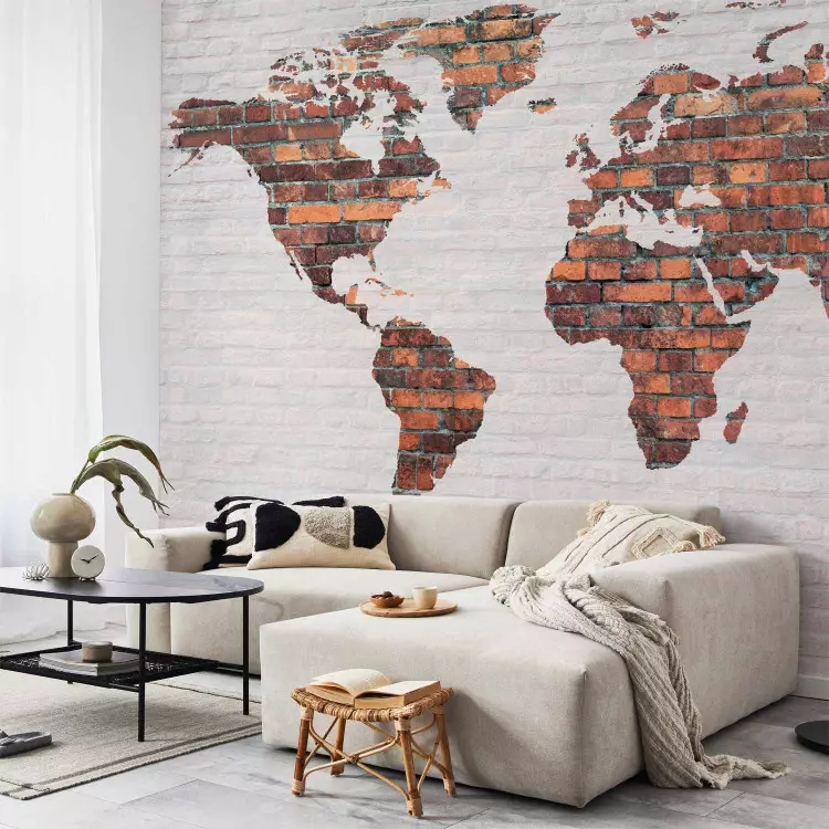 Fotomural World Map: Brick Wall