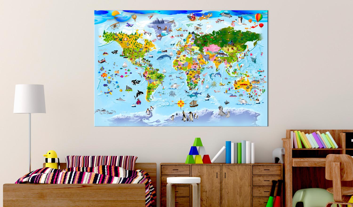 Tablero decorativo en corcho Children's Map: Colourful Travels [Cork Map]