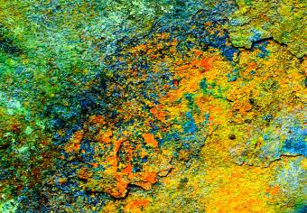 Cuadro moderno Misterio de la cueva solar - colorida abstracción de textura metálica