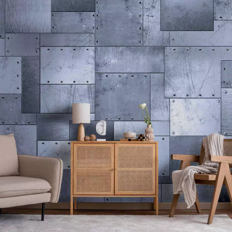 Fotomural decorativo Mosaico industrial - composición geométrica con azulejos