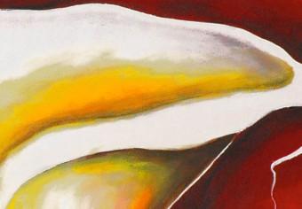 Cuadro Dúo encantador - dos calas blancas pintadas a mano sobre fondo rojo