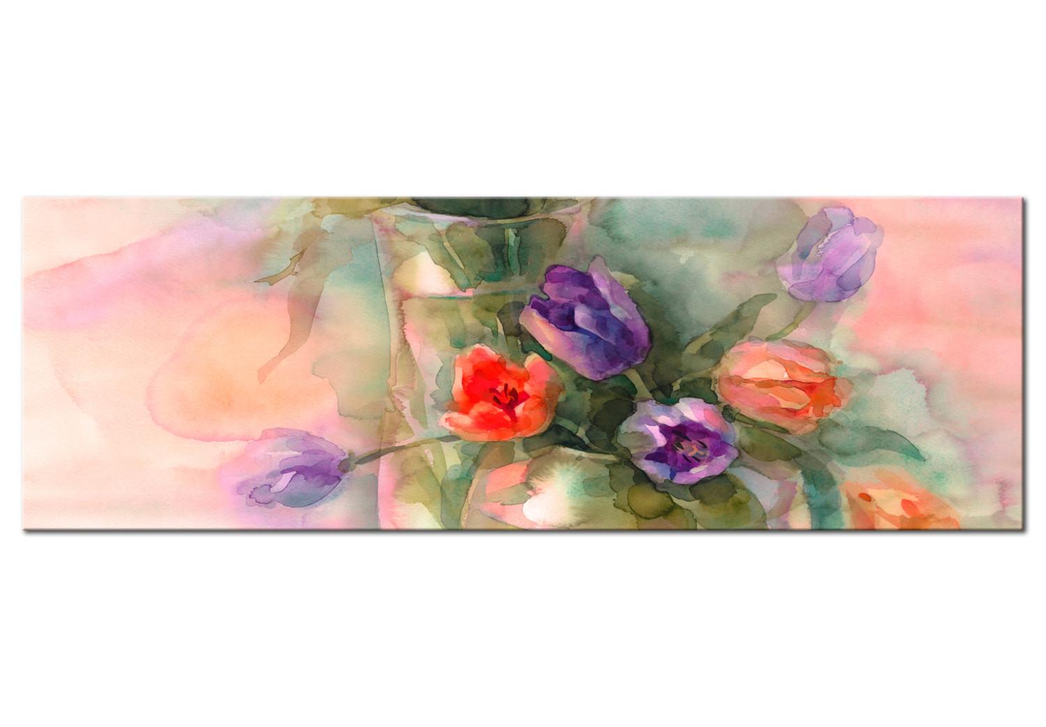 Cuadro moderno Tulipanes acuarela - motivo artístico vintage de flores en un jarrón