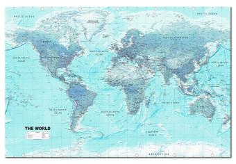 Cuadro moderno Mapa del mundo: Mundo azul - mapa político azul con inscripciones