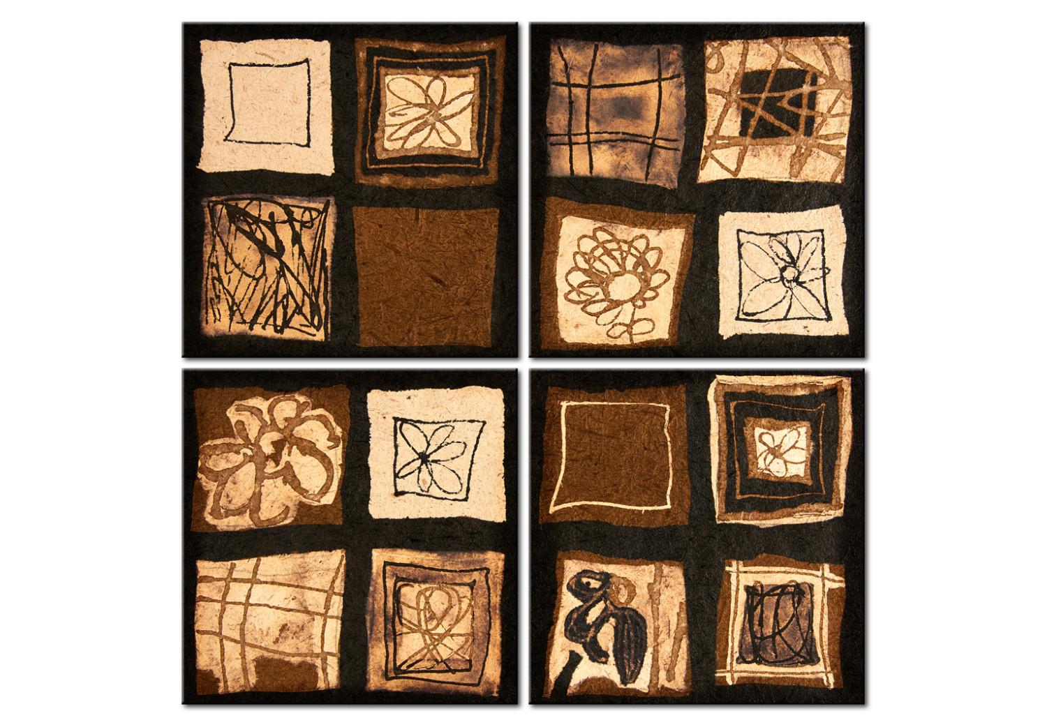 Cuadro Cuarteto marrón - arte sobre textura de madera