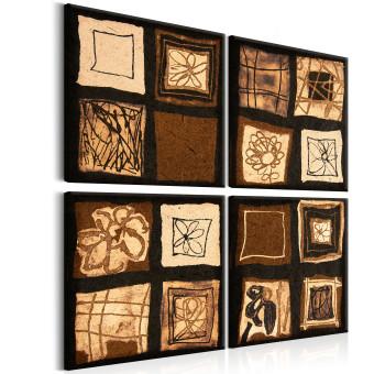 Cuadro Cuarteto marrón - arte sobre textura de madera