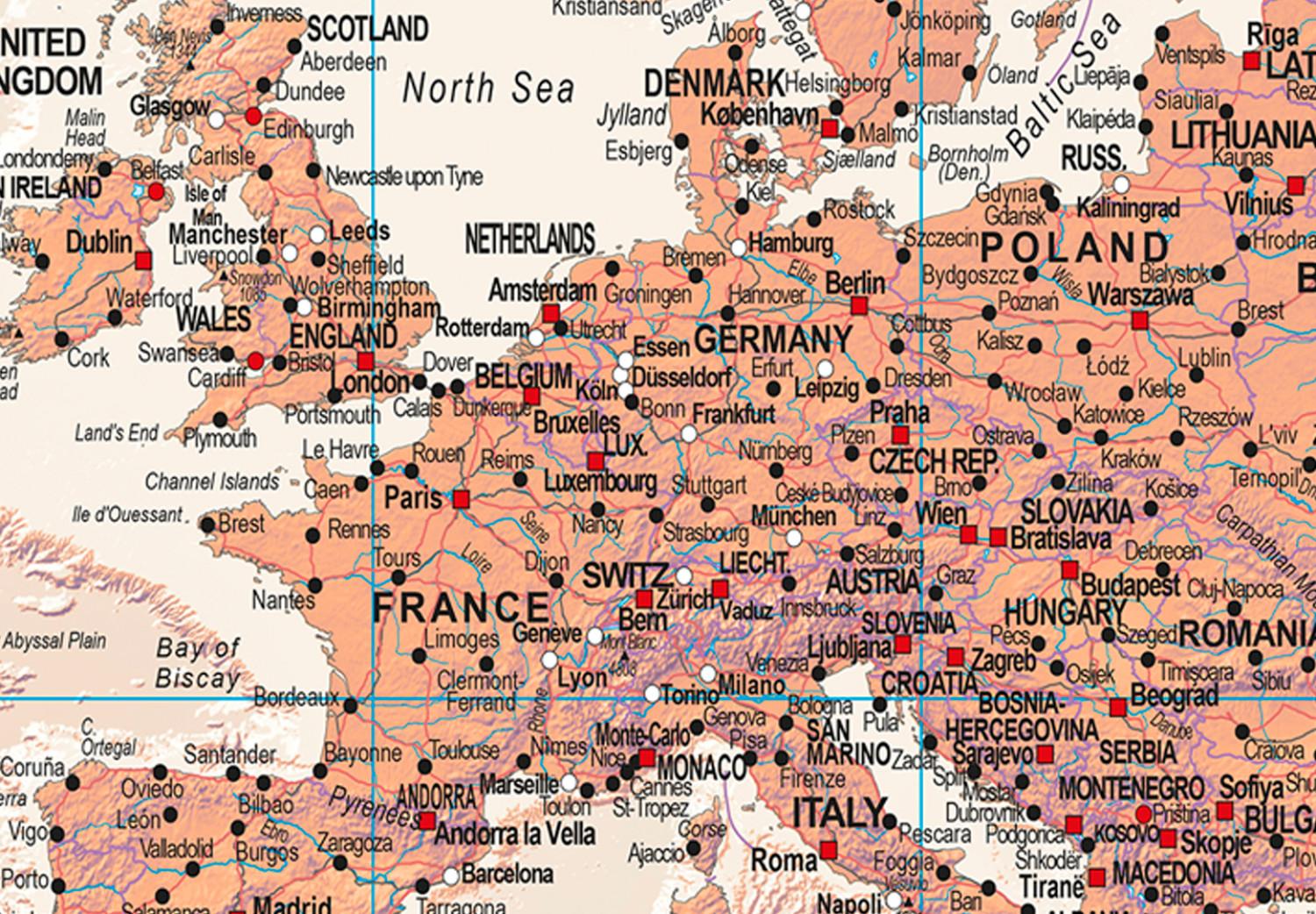 Tablero decorativo en corcho World Map: Orange World [Cork Map]