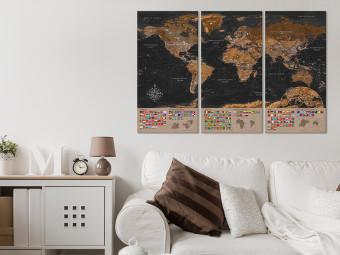 Tablero decorativo en corcho World: Brown Map II [Cork Map]