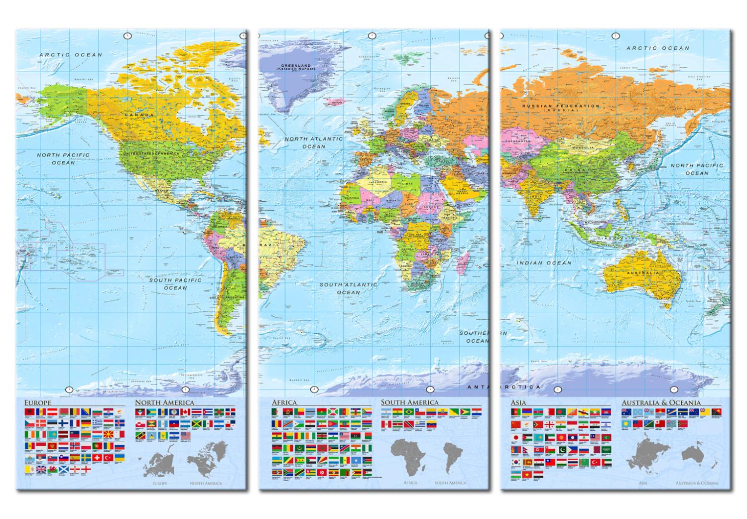 Tablero decorativo en corcho World: Colourful Map II [Cork Map]