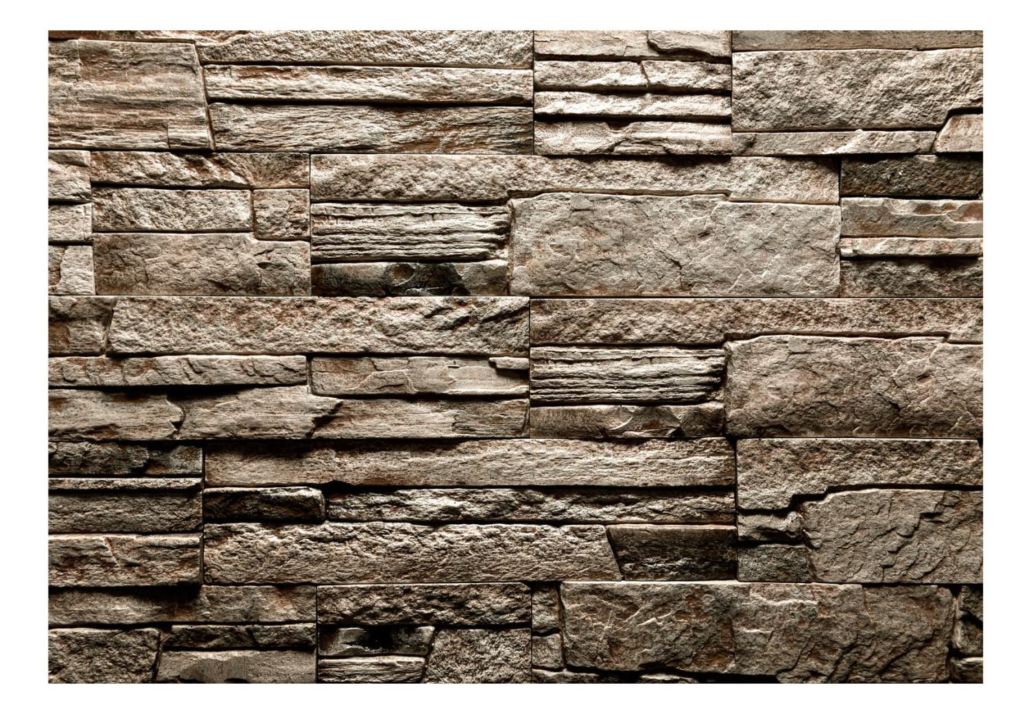 Fotomural Piedra marrón - fondo con textura irregular de bloques de piedra