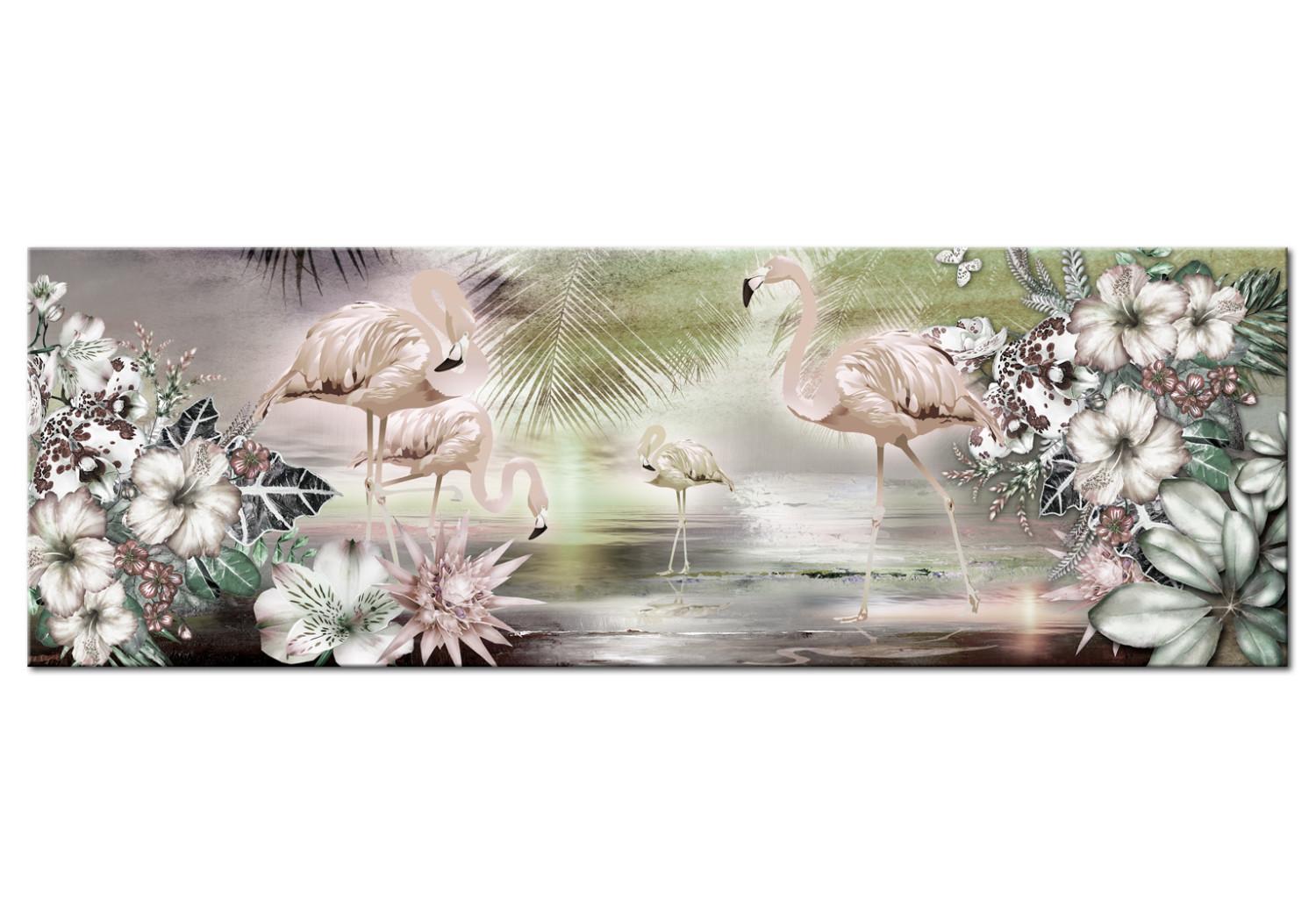 Cuadro moderno Flamingoes and Flowers