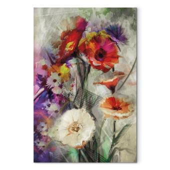 Cuadro Gerberas bicolores (1 pieza) - flores rústicas beige y rojas