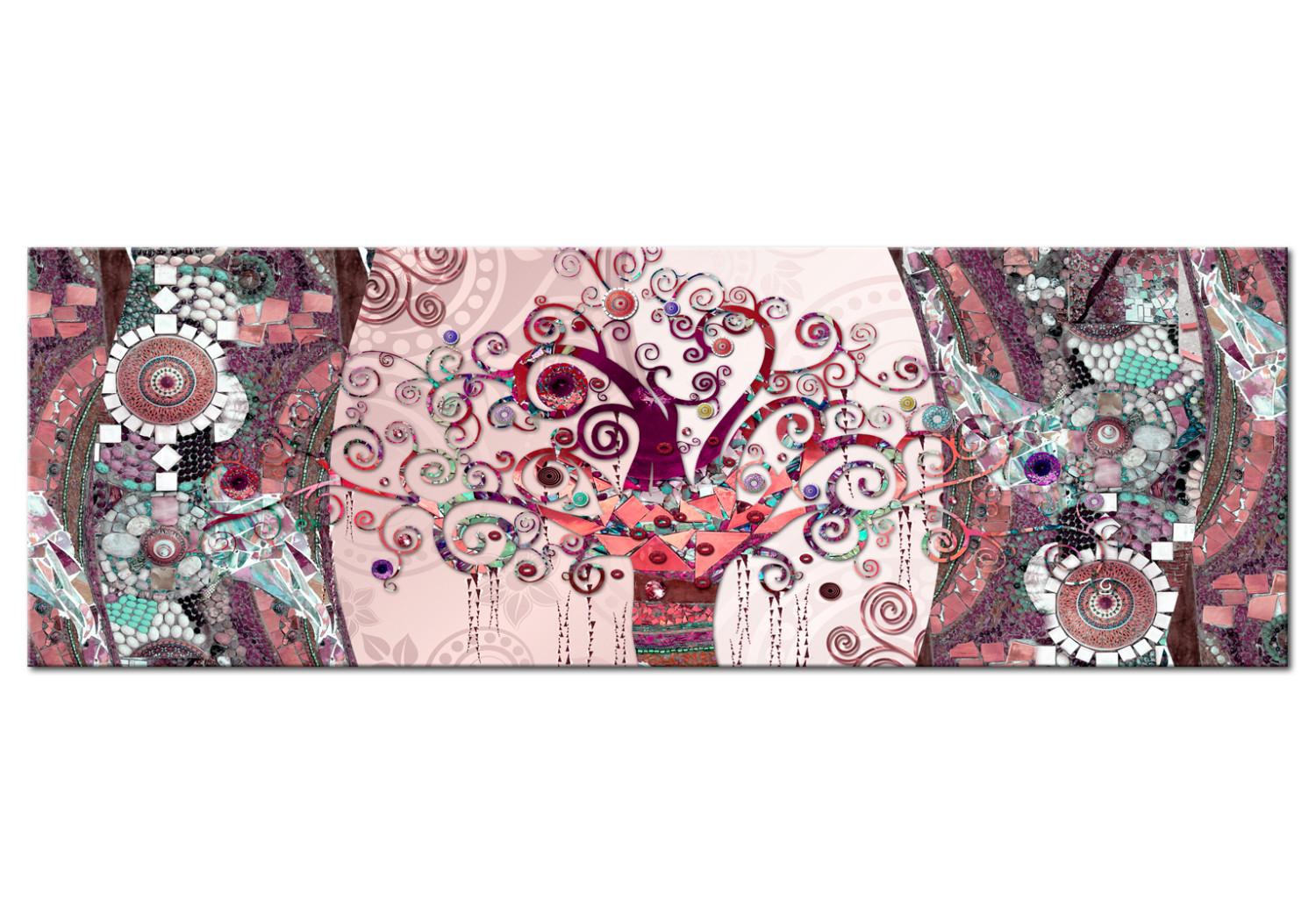 Cuadro Abstracción rosa (1 parte) - mosaico colorido con un árbol