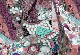 Cuadro Abstracción rosa (1 parte) - mosaico colorido con un árbol
