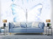 Fotomural decorativo Naturaleza paradisíaca - motivo azul con gran mariposa y plantas 143510