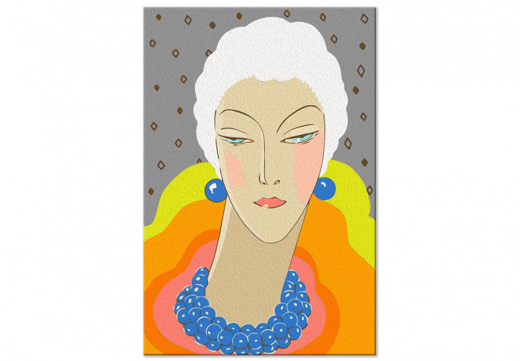 Cuadro numerado para pintar Extravagant Woman - Portrait of an Elegant Person, White Hair, Colorful Collar 144130 additionalImage 4