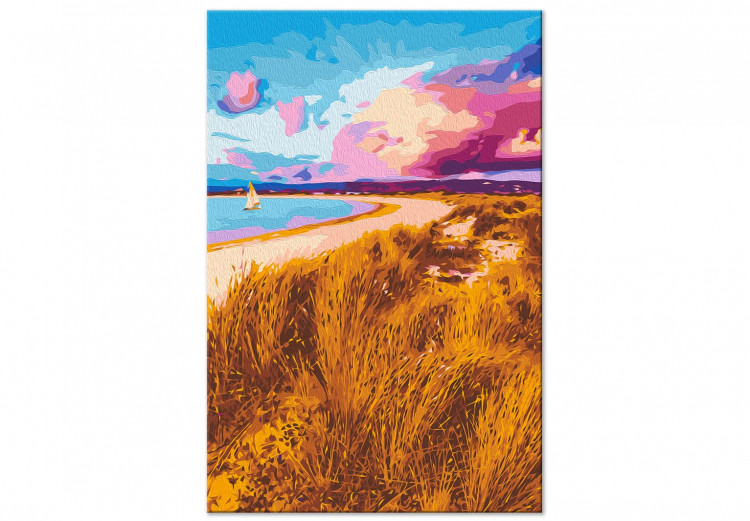 Cuadro numerado para pintar Golden Grasses - Ionian Sea Beach, Pink Clouds and a Sailboat 144530 additionalImage 4
