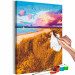 Cuadro numerado para pintar Golden Grasses - Ionian Sea Beach, Pink Clouds and a Sailboat 144530 additionalThumb 3