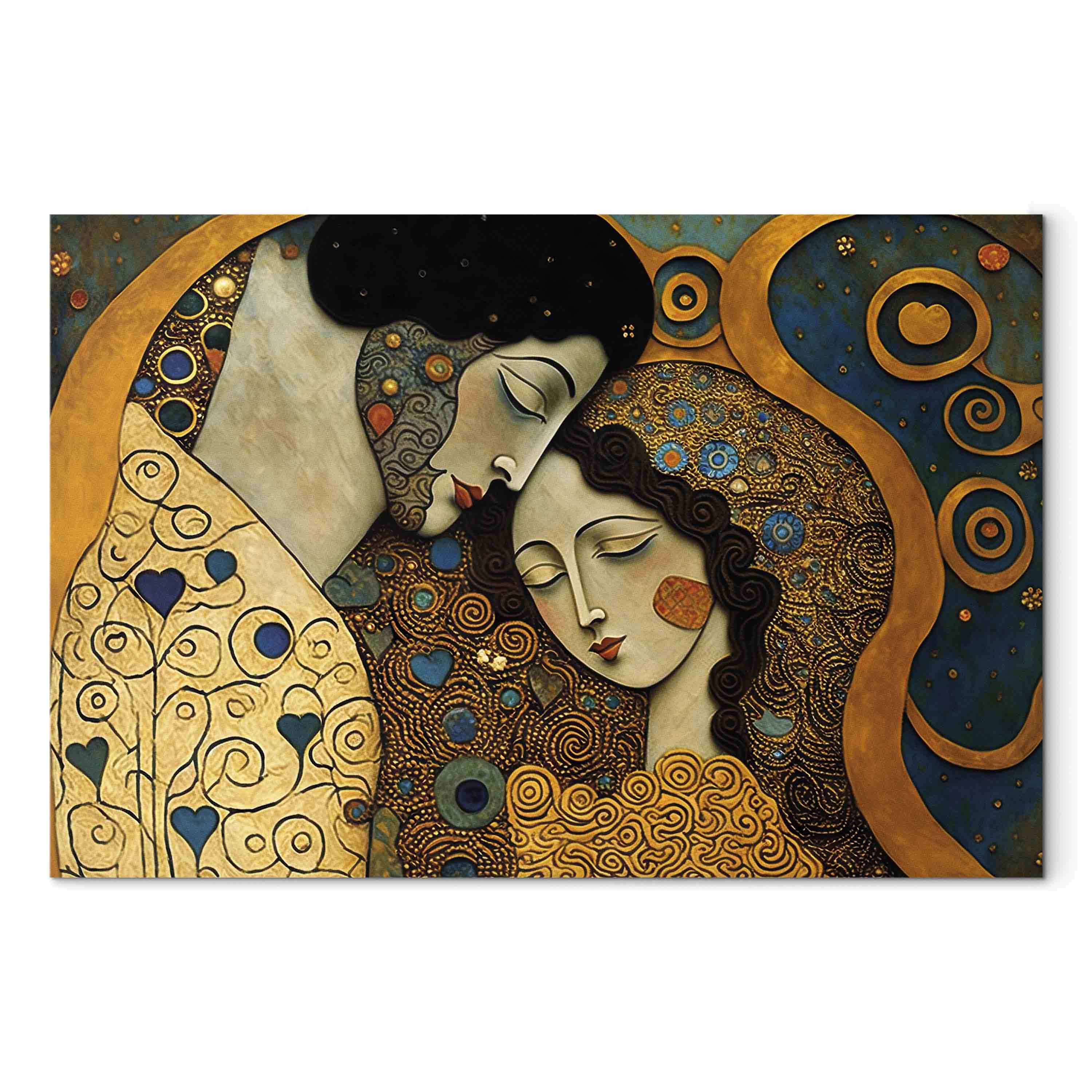 Impresion en tela A Hugging Couple - A Mosaic Portrait Inspired by the  Style of Gustav Klimt - Klimt - Inspiraciones - Cuadros