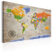 Cuadro Viaje al Desconocido (1 parte) - Mapa Mundial Estilo Retro con Brújula 95930 additionalThumb 2