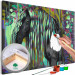 Cuadro numerado para pintar Dark Beauty - Long Haired Horse on an Abstract Colored Background 144080