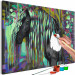 Cuadro numerado para pintar Dark Beauty - Long Haired Horse on an Abstract Colored Background 144080 additionalThumb 3