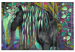 Cuadro numerado para pintar Dark Beauty - Long Haired Horse on an Abstract Colored Background 144080 additionalThumb 6