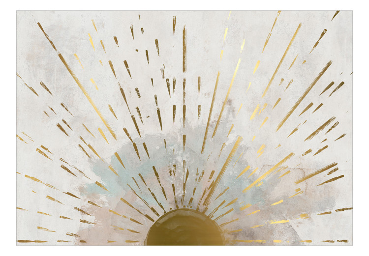 Fotomural Cara dorada del sol naciente - abstracto sobre fondo gris 137501 additionalImage 1