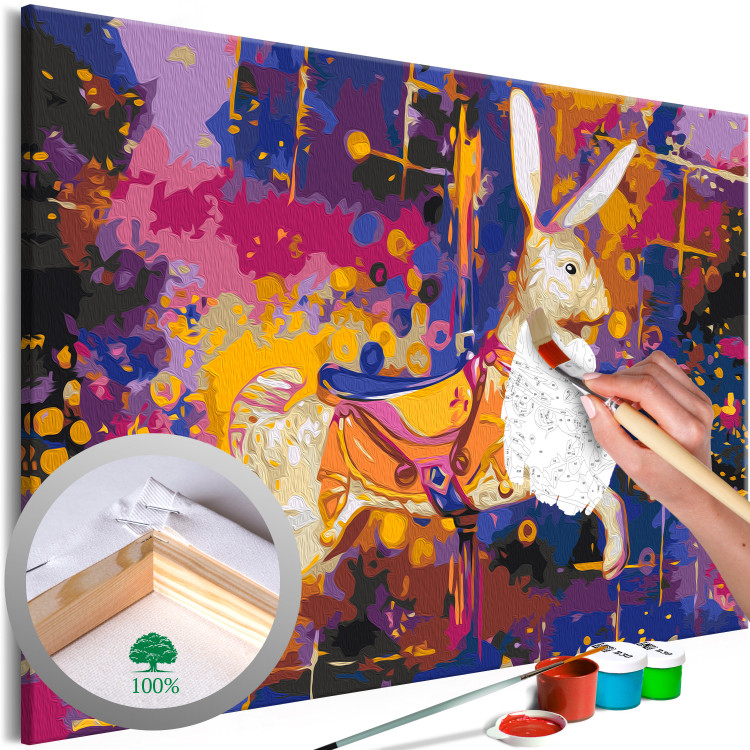 Cuadro numerado para pintar Wonderland Rabbit - Artistic Abstraction With a Dressed Animal 144101