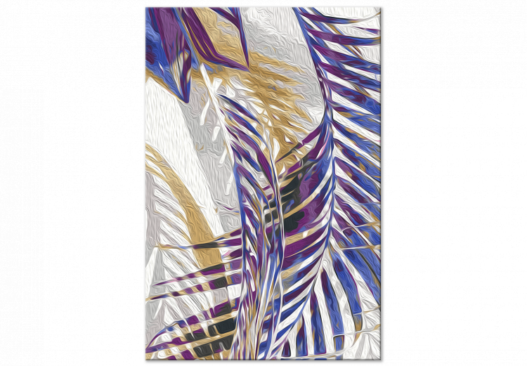 Cuadro para pintar con números Windy Morning - Delicate Purple Palm Branches on a Gray Background 146201 additionalImage 3